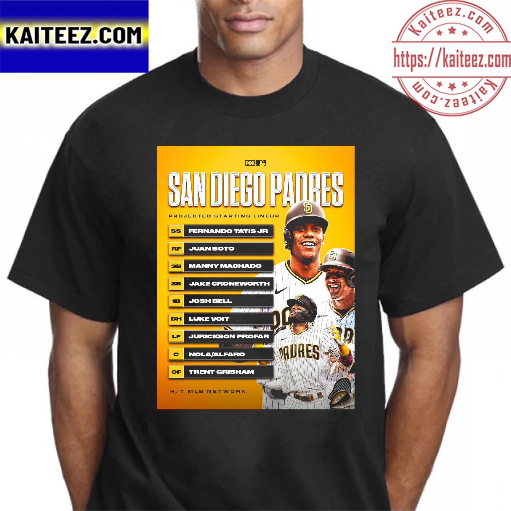 San Diego Padres Projected Starting Lineup T-shirt - Kaiteez