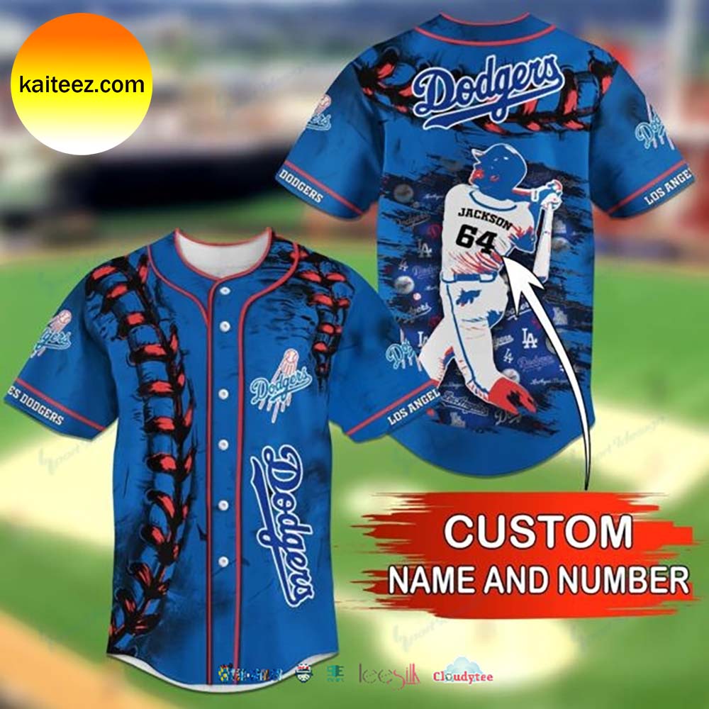 Custom Name Los Angeles Dodgers Grunge Pattern Baseball Jersey - Kaiteez