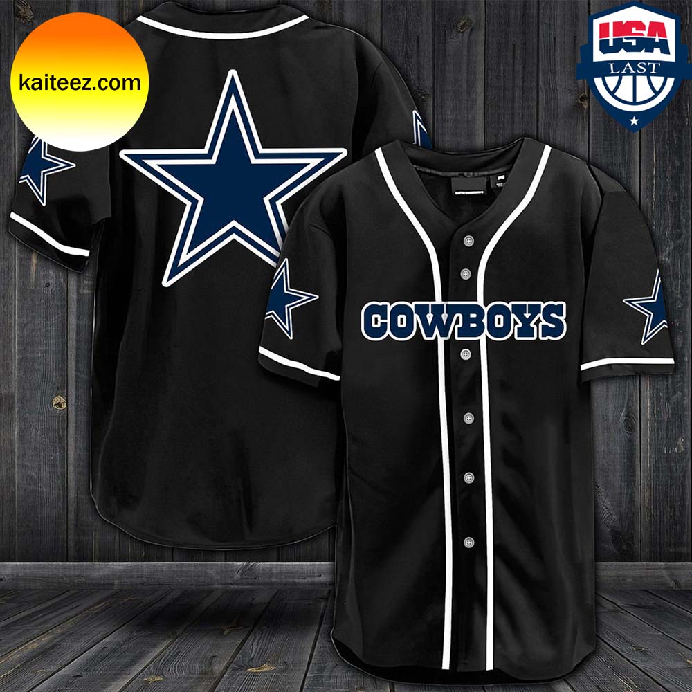 Dallas Cowboys Logo In Black Color Baseball Jersey Kaiteez