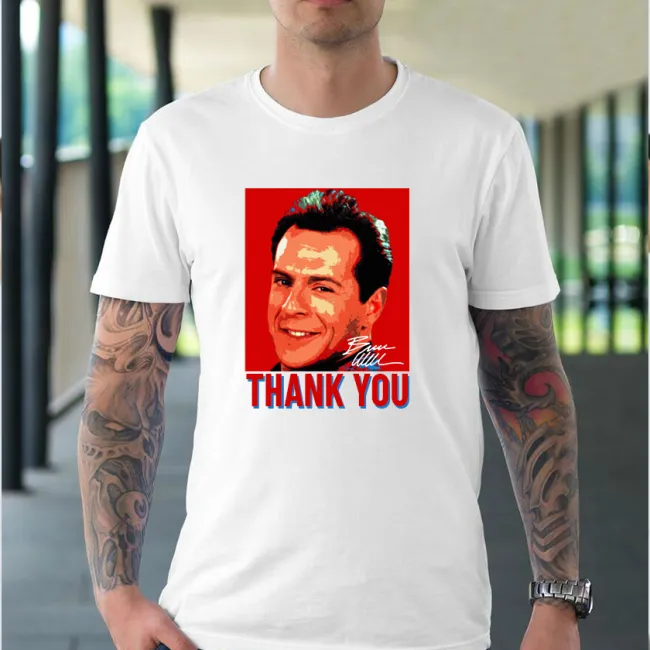 Thank You And Congratulations Bruce Willis Fantastic Career Signature Classic Gift For Friends T-Shirt