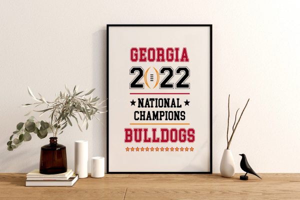 2022 National Champions Georgia Bulldogs Art Poster Canvas