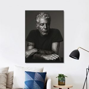 Anthony Bourdain Black And White Wall Art Home Decor Poster Canvas