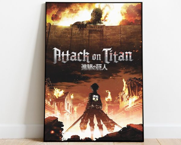 Attack On Titan Fire Wall Anime Movie Home Decor Poster Canvas