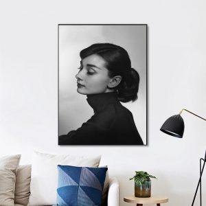Audrey Hepburn Black And White Wall Art Home Decor Poster Canvas