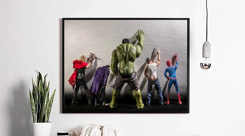 Avengers Movie Hulk Superheros in Toilet Poster Canvas