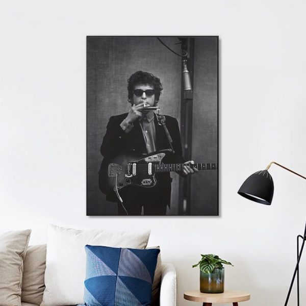 Bob Dylan Black And White Wall Art Home Decor Poster Canvas