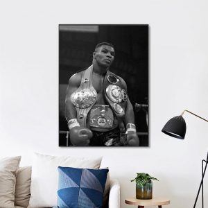 Boxing King Mike Tyson Black And White Wall Art Home Decor Poster Canvas