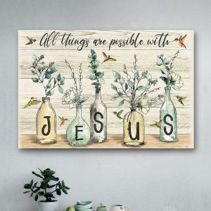 Christian All Things Are Possible With Jesus Wall Art Decor Poster Canvas