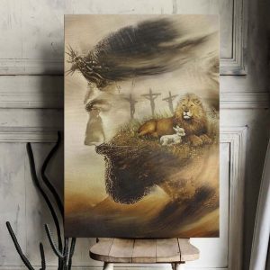 Christian Amazing Jesus Lion And Lamb Wall Art Decor Poster Canvas