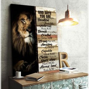 Christian Amazing Jesus Lion God Says You Are Beautiful Wall Art Decor Poster Canvas