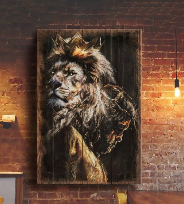 Christian Glamorous Lion And Jesus Wall Art Decor Poster Canvas