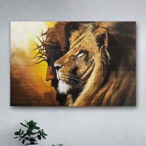 Christian Jesus And Lion Photo Wall Art Decor Poster Canvas