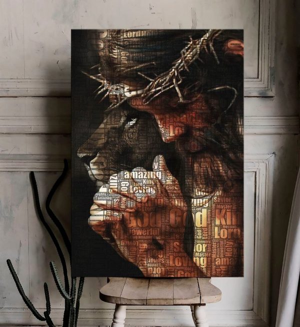 Christian Jesus And Lion Pray And Believe Wall Art Decor Poster Canvas