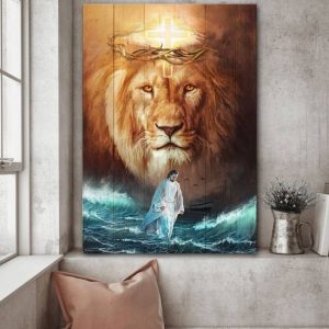 Christian Jesus And Lion Walk On Water Wall Art Decor Poster Canvas