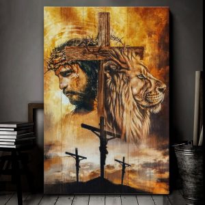 Christian Jesus And Lion Wall Art Decor Poster Canvas