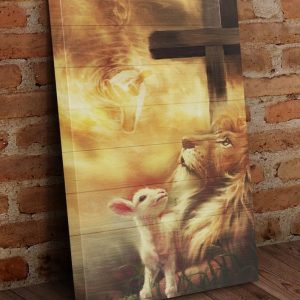 Christian Jesus Cross Lamb And Lion Wall Art Decor Poster Canvas
