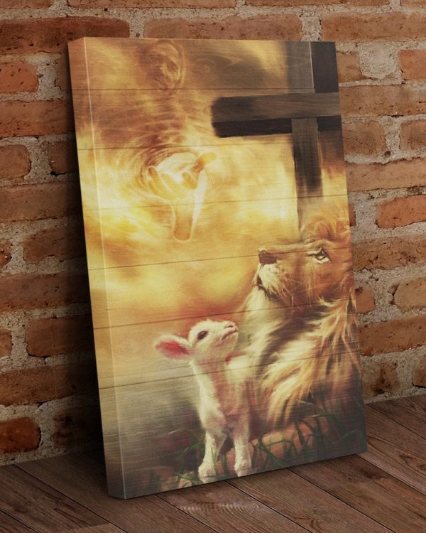 Christian Jesus Cross Lamb And Lion Wall Art Decor Poster Canvas