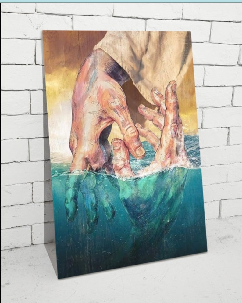 Christian Jesus Give The Hand Save Christian Wall Art Decor Poster Canvas