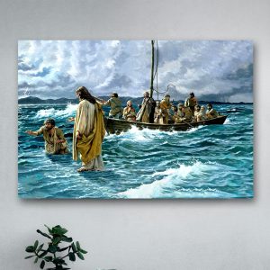 Christian Jesus God Christ Walking On Water Wall Art Decor Poster Canvas