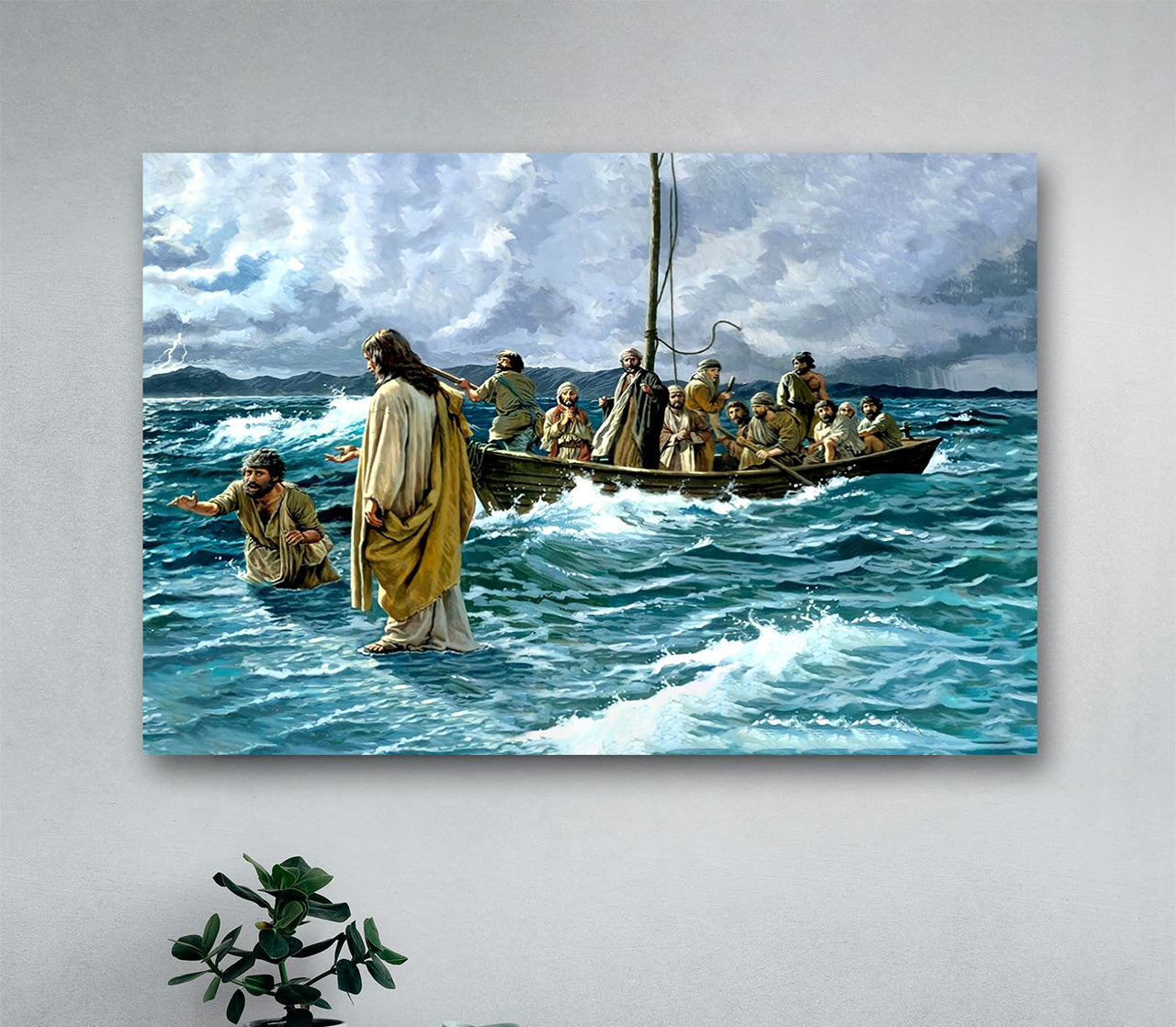Christian Jesus God Christ Walking On Water Wall Art Decor Poster Canvas