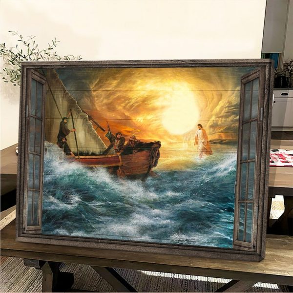 Christian Jesus Guides Us Through Storm Wall Art Decor Poster Canvas
