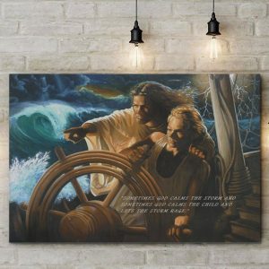 Christian Jesus Help Captain In The Storm Wall Art Decor Poster Canvas