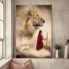 Christian Jesus Lion Lamb And Doves Wall Art Decor Poster Canvas