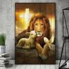 Christian Jesus Lion And Lamb Wall Art Decor Poster Canvas