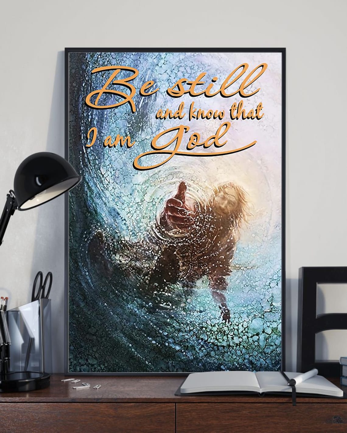 Christian Jesus On Water Be Still And Know That I Am God Wall Art Decor Poster Canvas