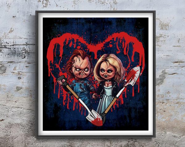 Chucky And Tiffany Valentine Halloween Poster Canvas