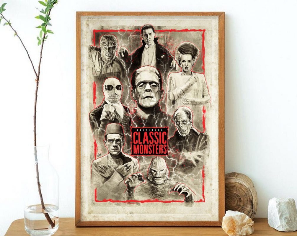 Classic Monster Halloween Wall Art Decor Poster Canvas Kaiteez