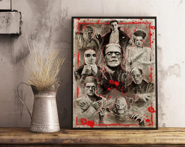 Classic Monster Movie Halloween House Decor Poster Canvas