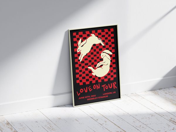 Customisable Harry Styles Checkered Bunny Love On Tour Poster