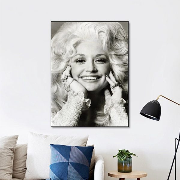 Dolly Parton Smile Black And White Wall Art Home Decor Poster Canvas
