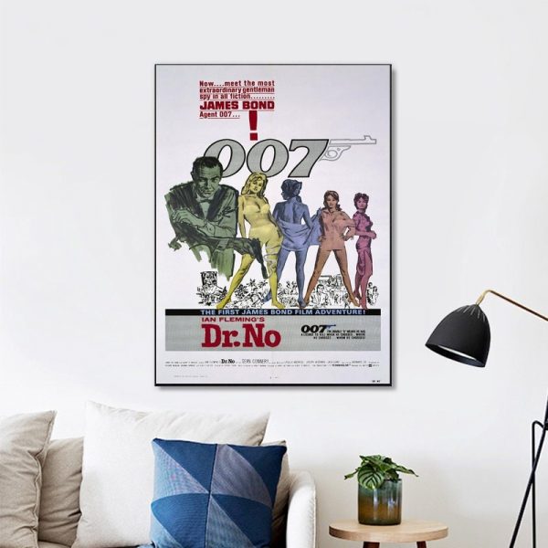 Dr. No James Bond (1962) Vintage Movie Wall Art Home Decor Poster Canvas