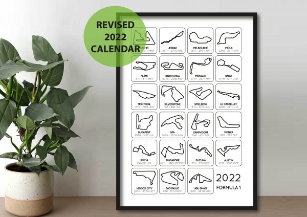 F1 2022 Calendar Print Wall Art Poster