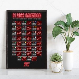 F1 2022 Calendar With Tracks Poster Canvas