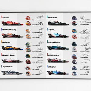 F1 Formula One Teams 2022 Signature Poster Canvas