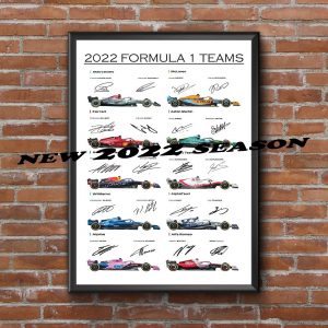 F1 Formula One Teams 2022 Signed Poster