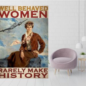Flight Attendant Well Behaved Women Rarely Make History Wall Art Home Decor Poster Canvas