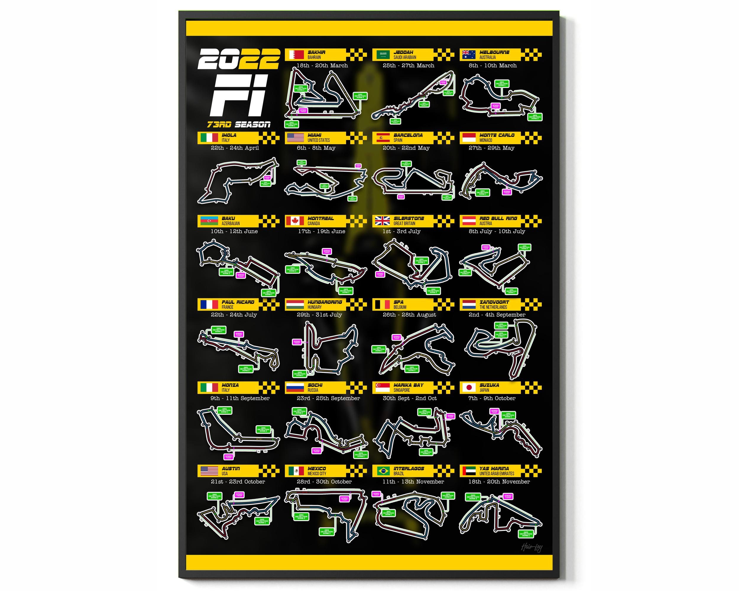 Formula 1 2022 Poster 73rd Season Wall Art