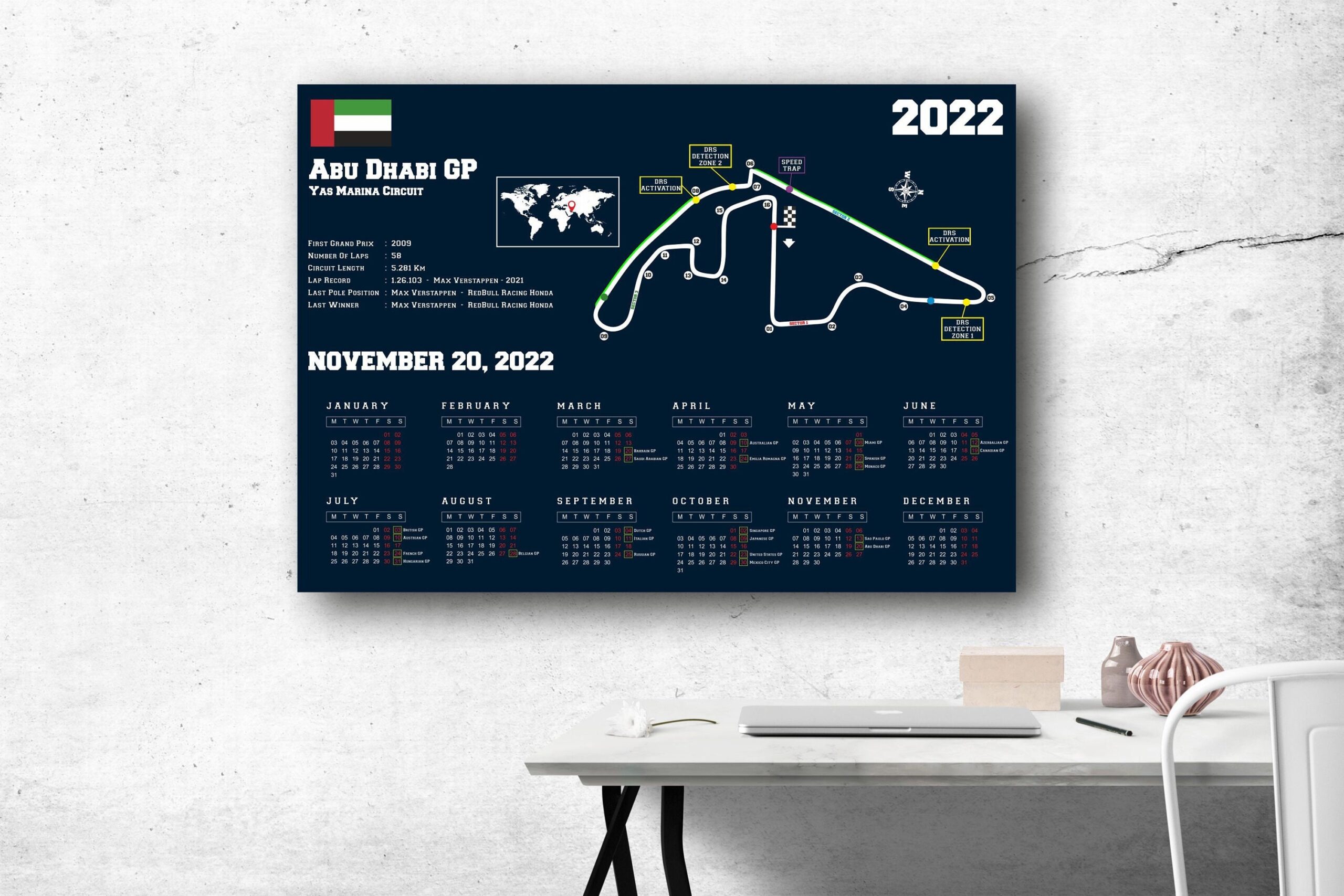 Formula 1 Abu Dhabi GP Yas Marina Circuit 2022 Season Poster