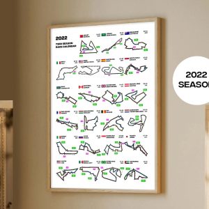 Formula 1 Detailed 73rd Season Fixtures 2022 Wall Calendar F1 Poster Canvas