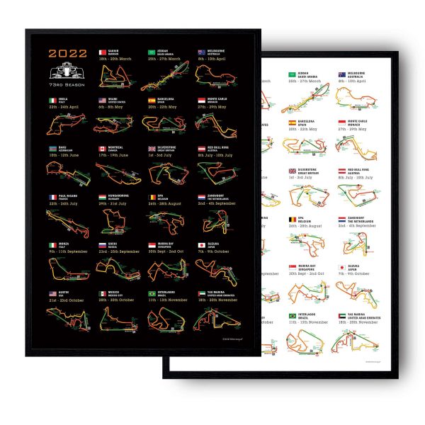 Formula 1 Detailed Season Fixtures 2022 Wall Calendar Poster
