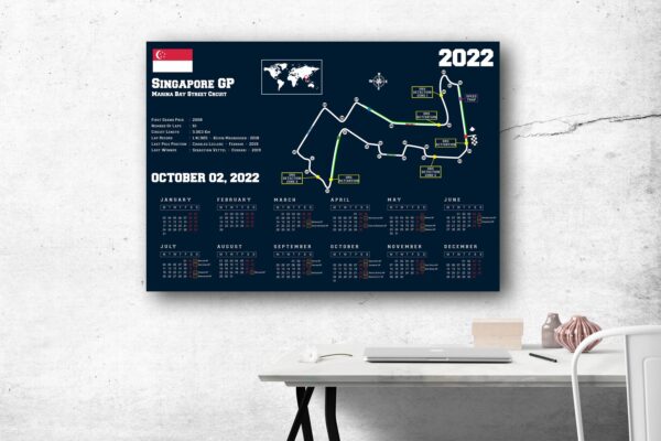 Formula 1 Singapore GP Marina Bay Street Circuit 2022 Poster Canvas