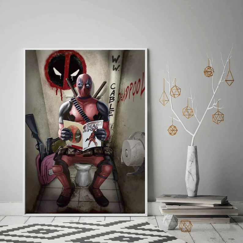 Funny Superhero Deadpool Wall Art Home Decor Poster Canvas