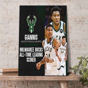 Giannis Antetokounmpo All Time Scoring Leader Milwaukee Bucks Poster