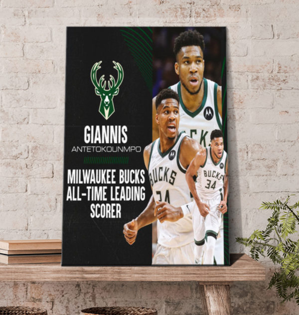 Giannis Antetokounmpo All Time Scoring Leader Milwaukee Bucks Poster