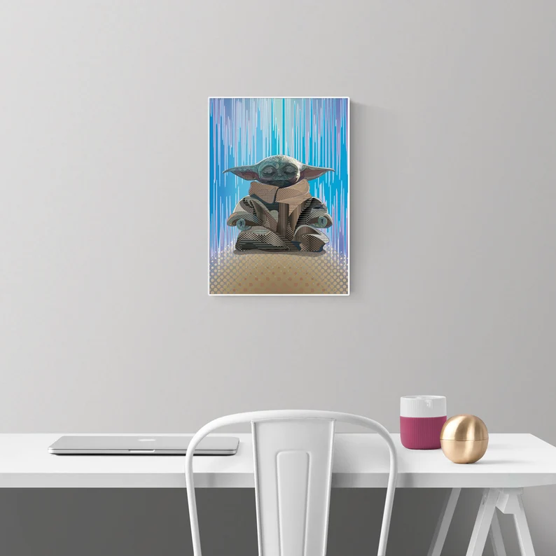 Grogu Seeing Stone Wall Art Home Decor Poster Canvas