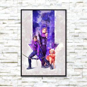 Hawkeye Kate Bishop Clint Barton And Pizza Dog Marvel Home Decor Poster Canvas